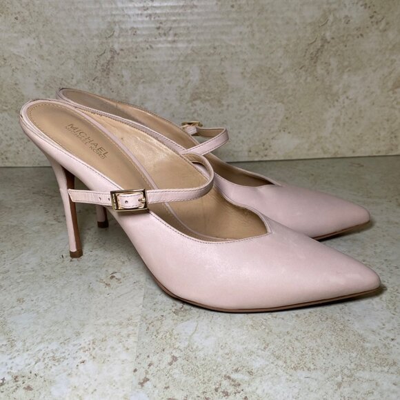 Michael Kors Womens Pink Mules Pointed Toe Stiletto Heels Casual Comfort - Picture 2 of 9